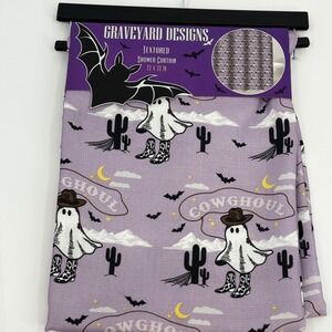 Graveyard Designs Shower Curtain Unisex 72x72 Purple Cowghoul Ghost Western Bat